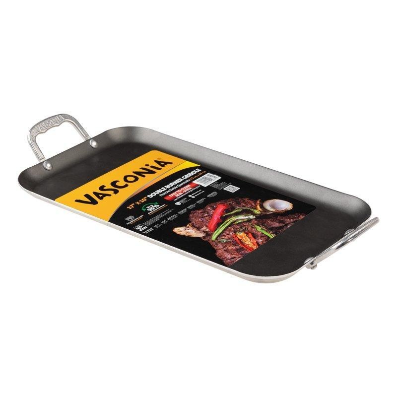 Double Burner Griddle 17″ x 10″ Nonstick Aluminum Even Heating Easy Clean New