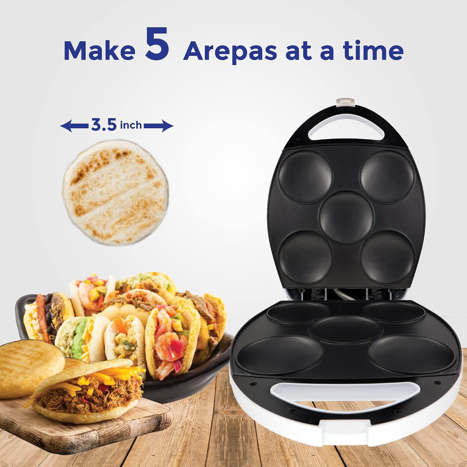 Electric Arepa Maker and Mini Pancake Maker By with FREE Arepa Recipes EBook