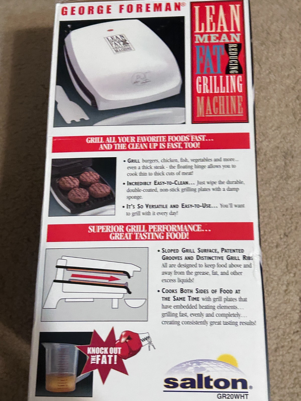 George Foreman Lean Mean Fat Reducing Grilling Machine XL Family GR20TMR White