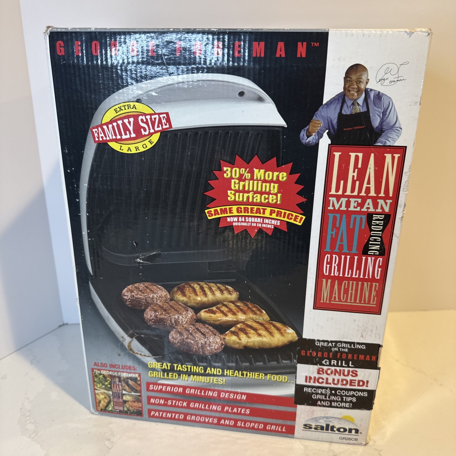 Vintage 2001 Brand New George Foreman GR26CB XL Indoor Grill Family Size