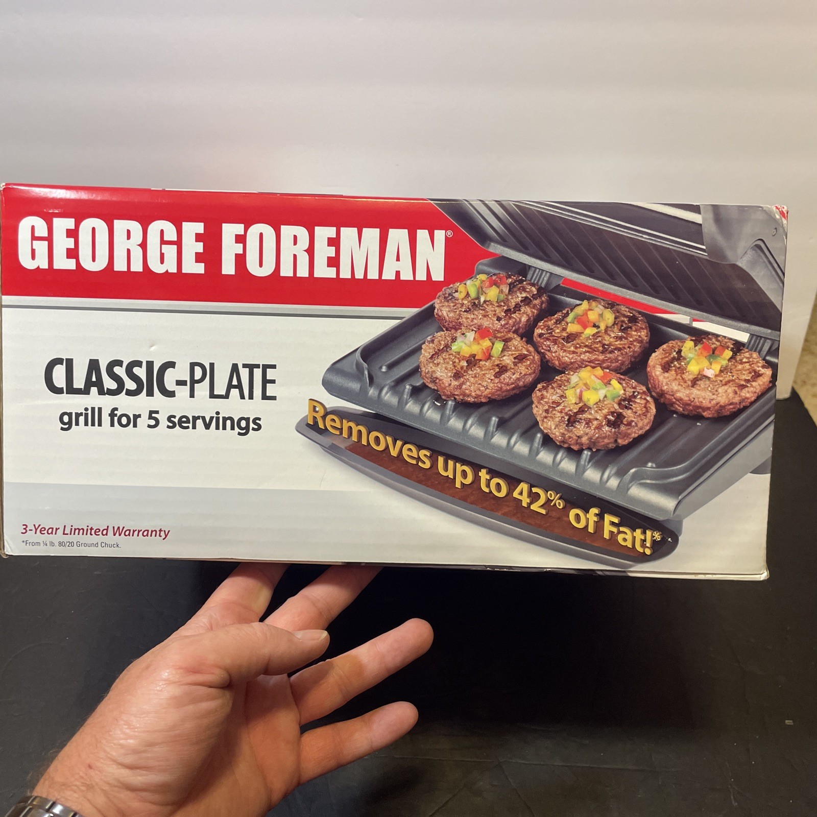 George Foreman Classic-Plate Grill for 5 Servings GRV80B New Black