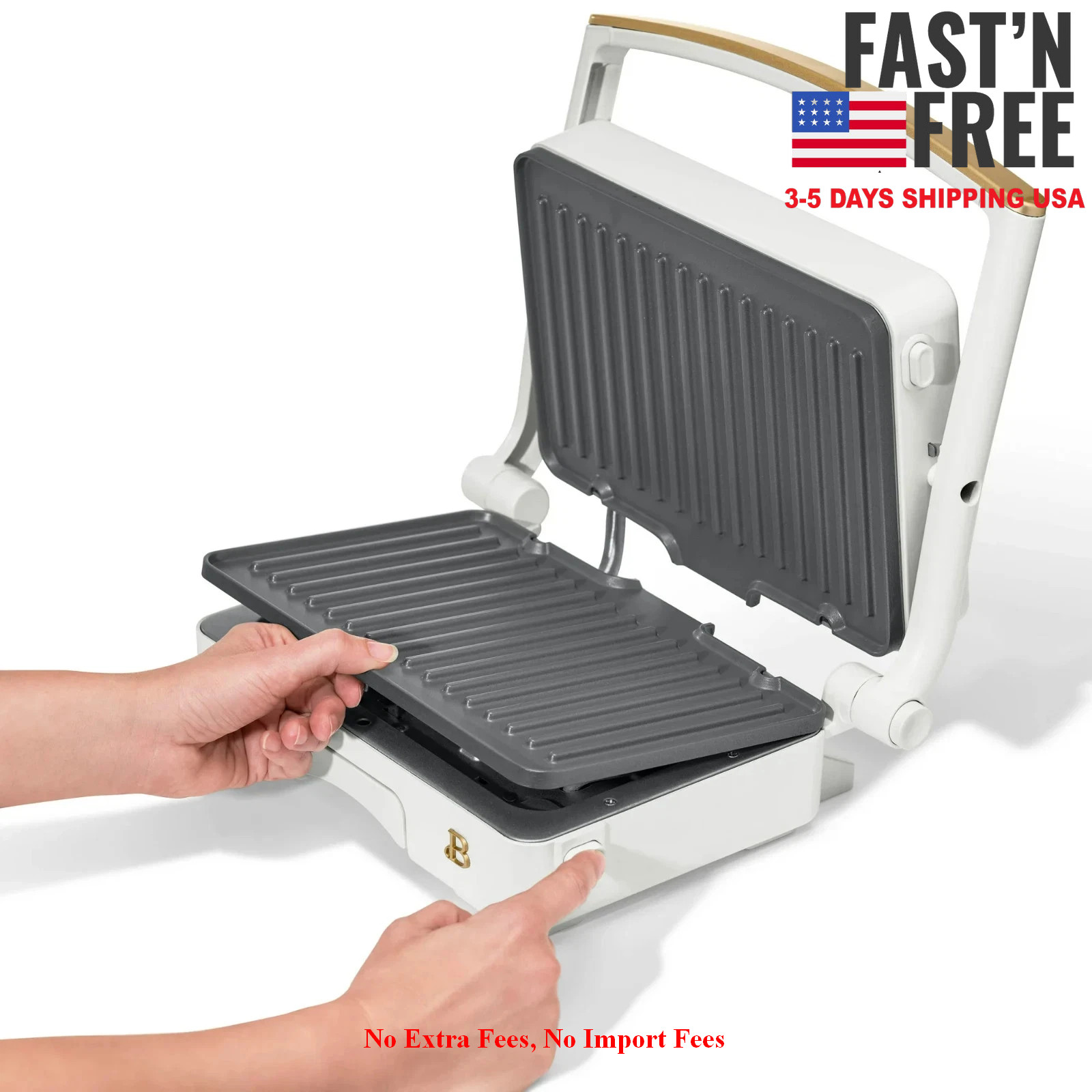 [HOT SALE] Beautiful 2-in-1 Panini Press & Grill, White Icing, NEW USA FREESHIP
