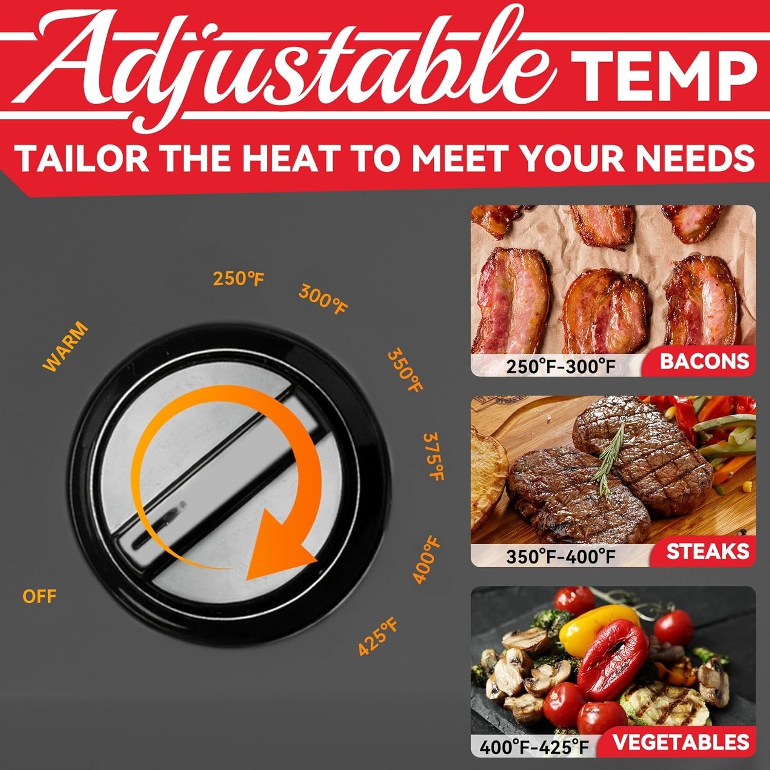 Family-Sized Electric Contact Grill – 6-Serving, 1500W, Adjustable Temp, Silver