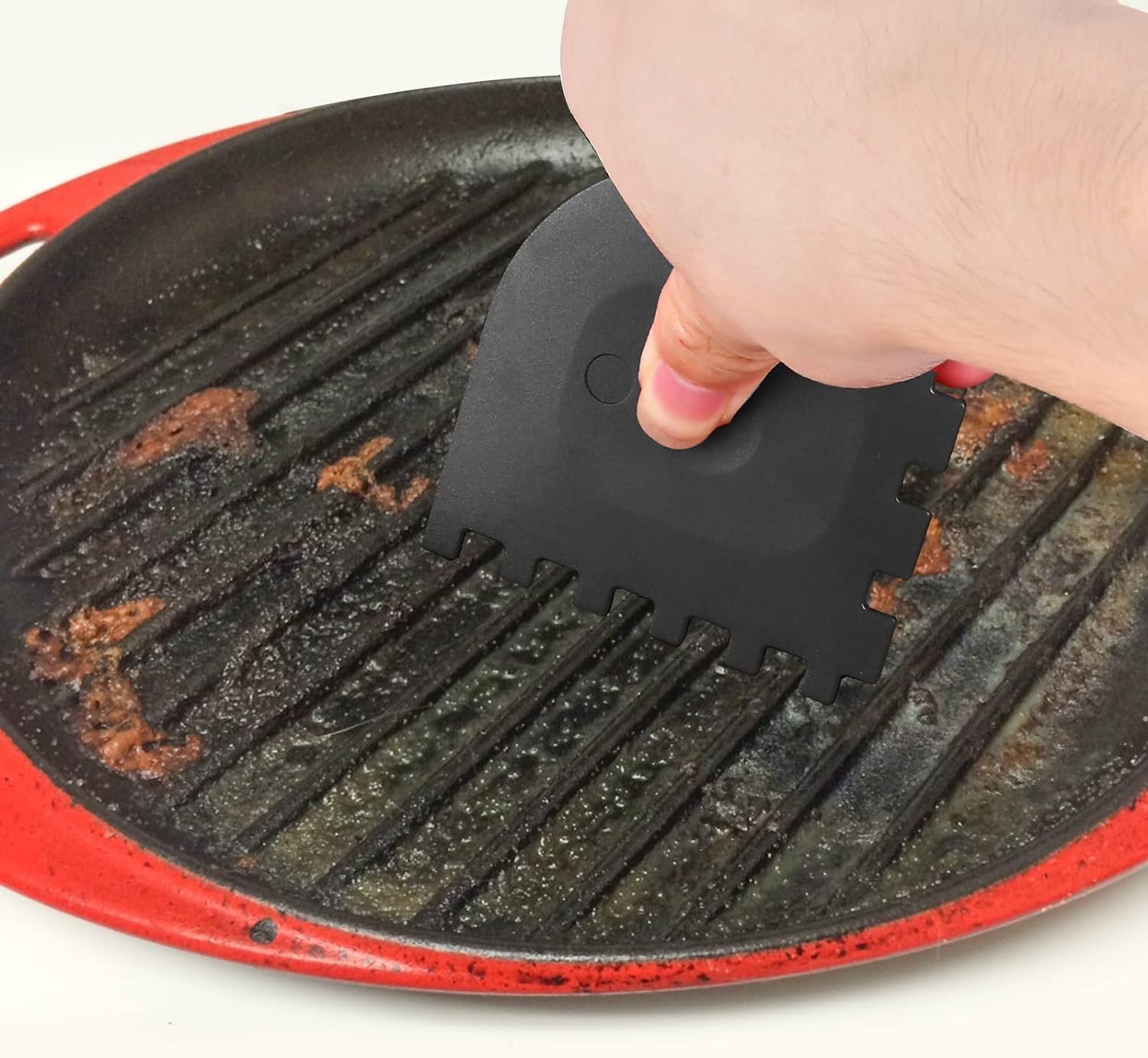 3 Set Plastic Grill Pan Scraper Tool for Griddle Cleaner, Cast Iron Black