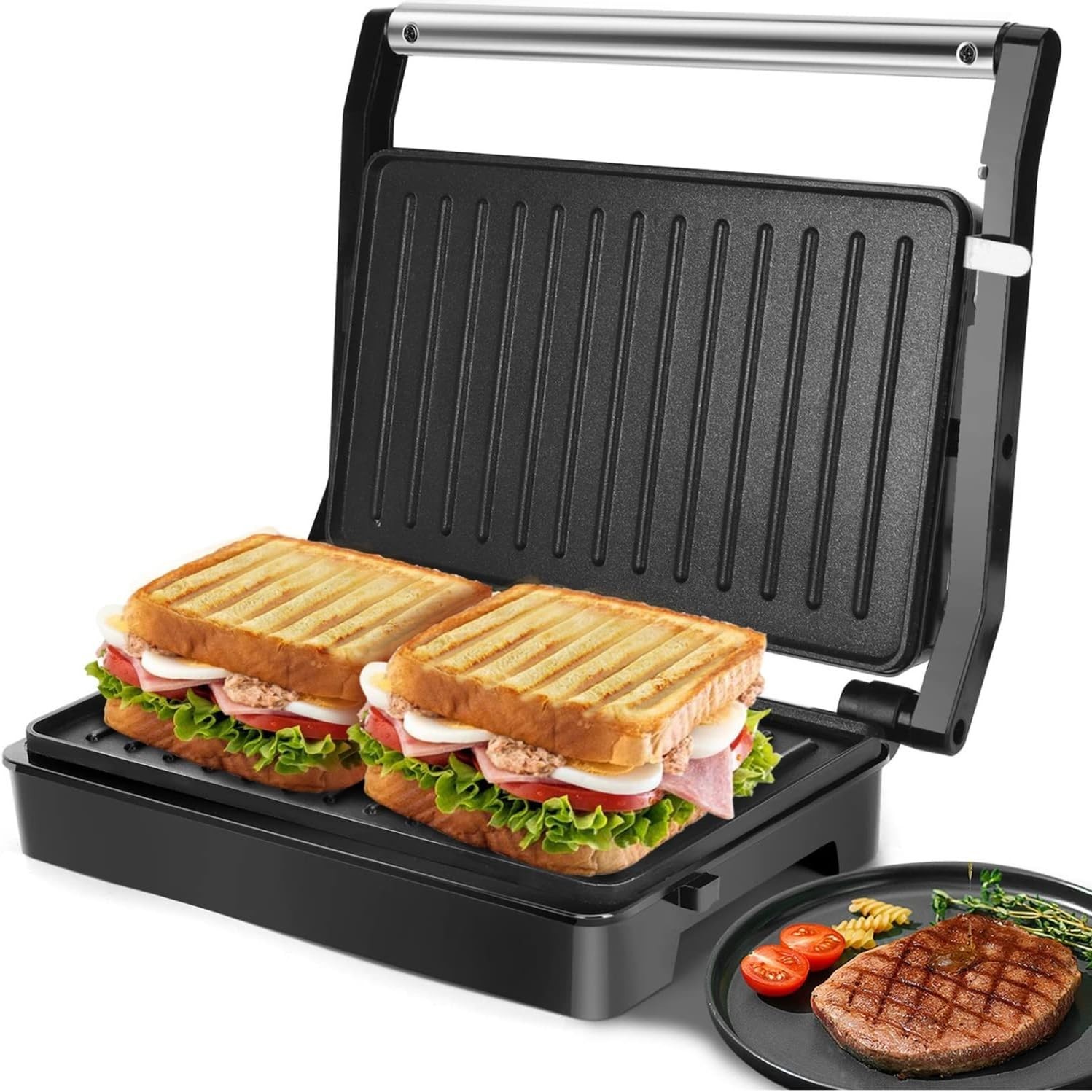 Panini Press Sandwich Maker, 1000W Sandwich Press Grill with Non-Stick Coated