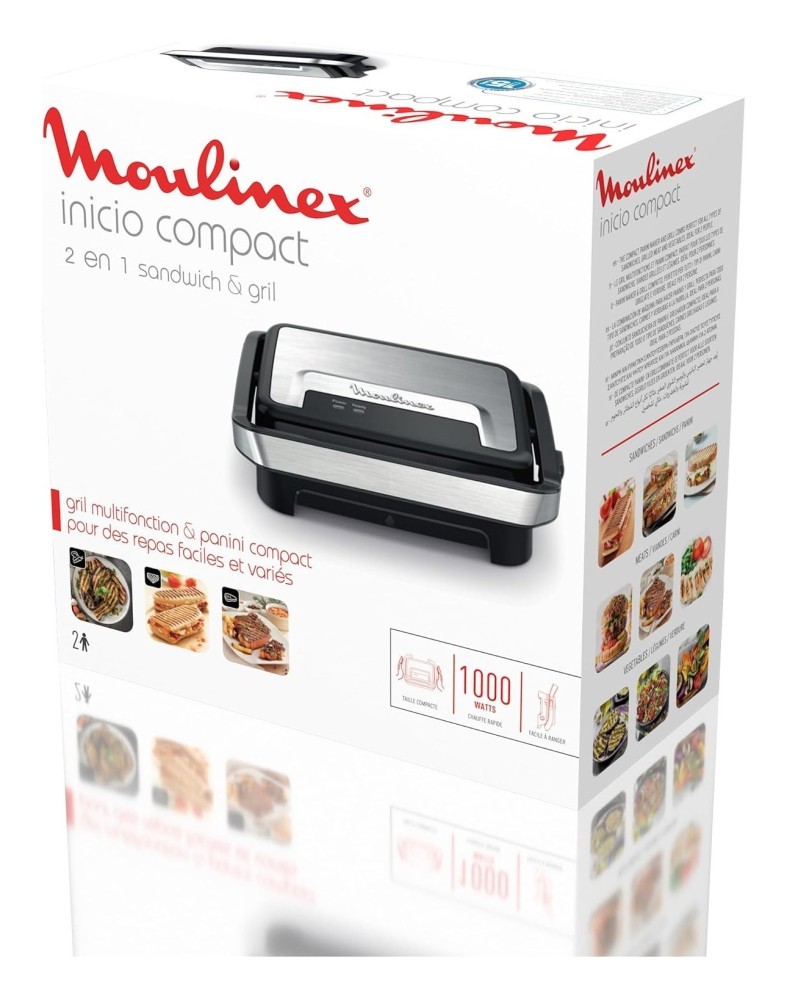 Moulinex GI270D10 INICIO Electric Grill Compact Silver And Black
