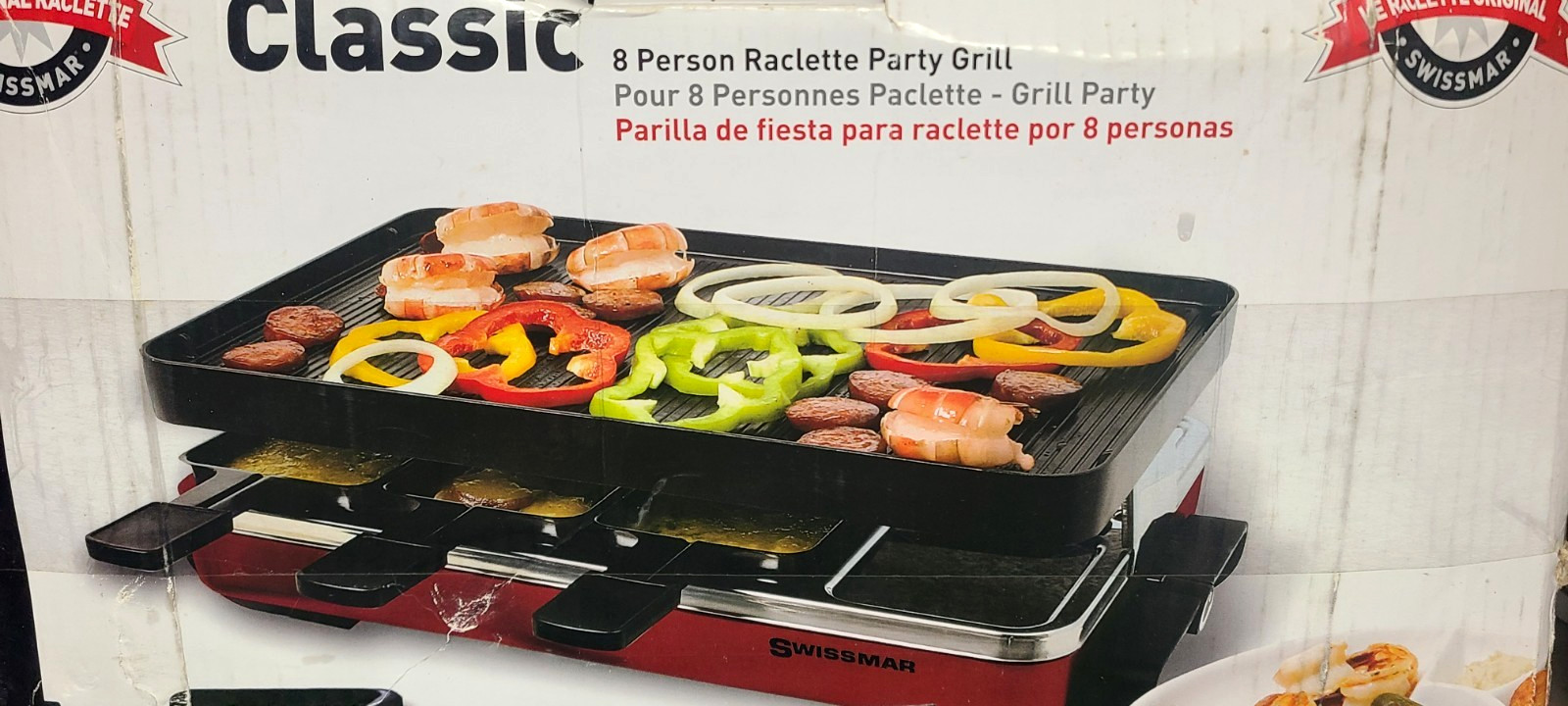 SWISSMAR Classic 8 Person Raclette Party Grill KF-77043 Reversible Nonstick