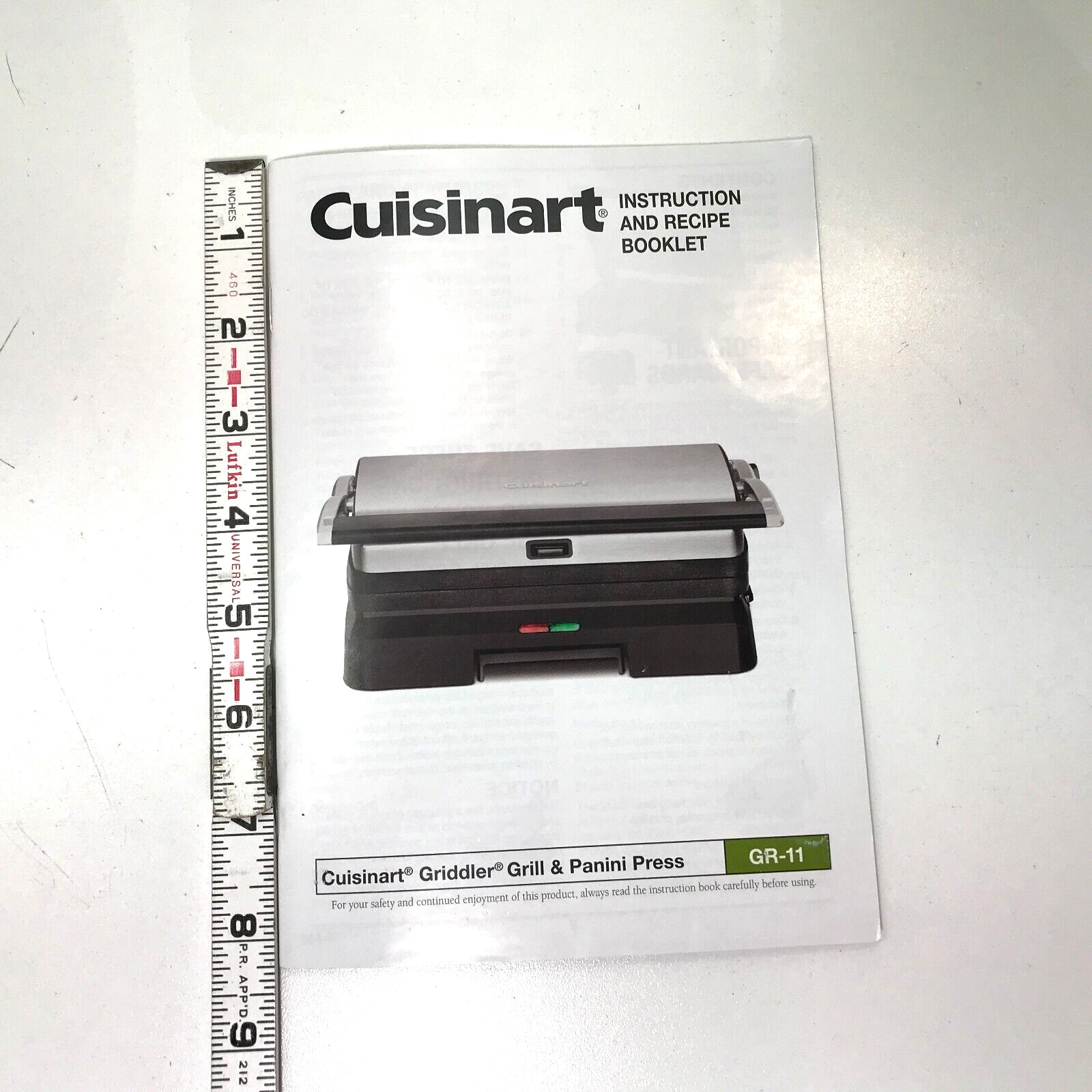 Cuisinart Grill & Panini Press GR-11 GR-11P1 USER INSTRUCTION MANUAL RECIPE BOOK