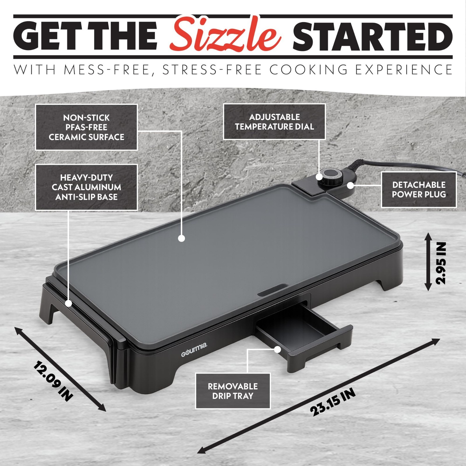 Extra Large Electric Griddle Pan – Nonstick Flat Top, Adjustable Temp 200°F-400°