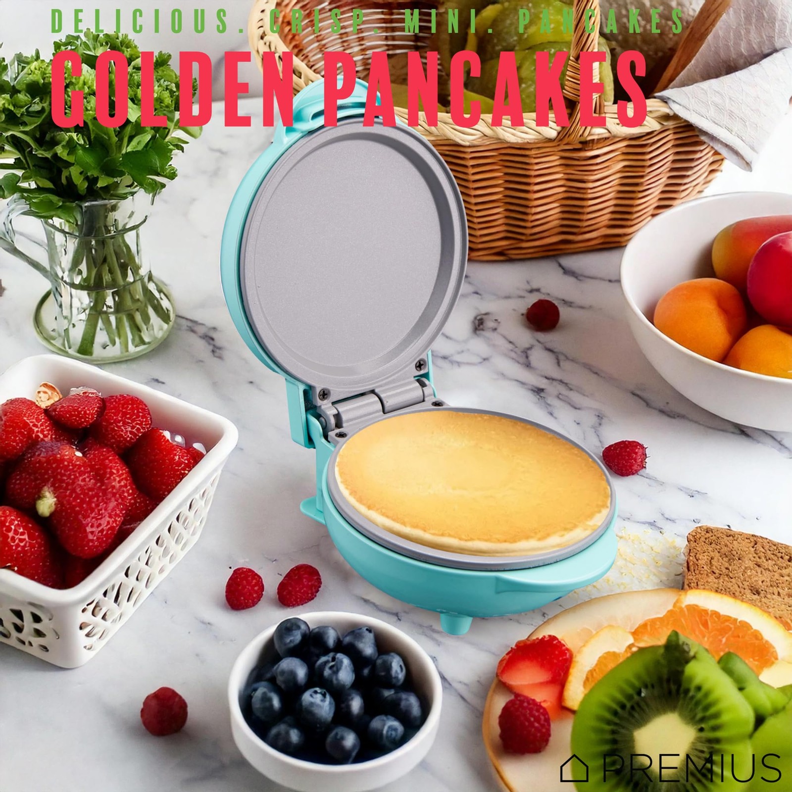Mini Snack Griddle Maker 4″ Ceramic Nonstick 550W – Quick Breakfast & Lunch