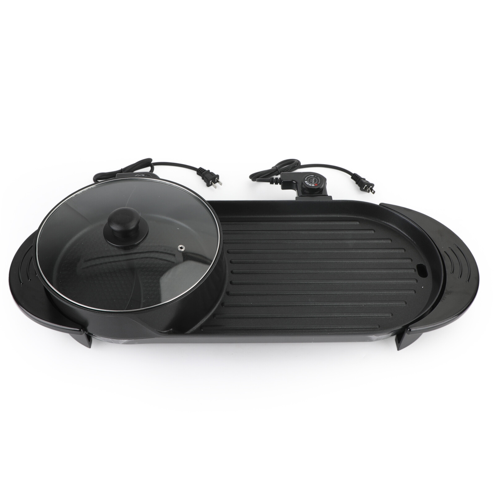 2 in 1 Portable Electric Hot Pot Barbecue Grill Non-Stick Teppanyaki Pan EP