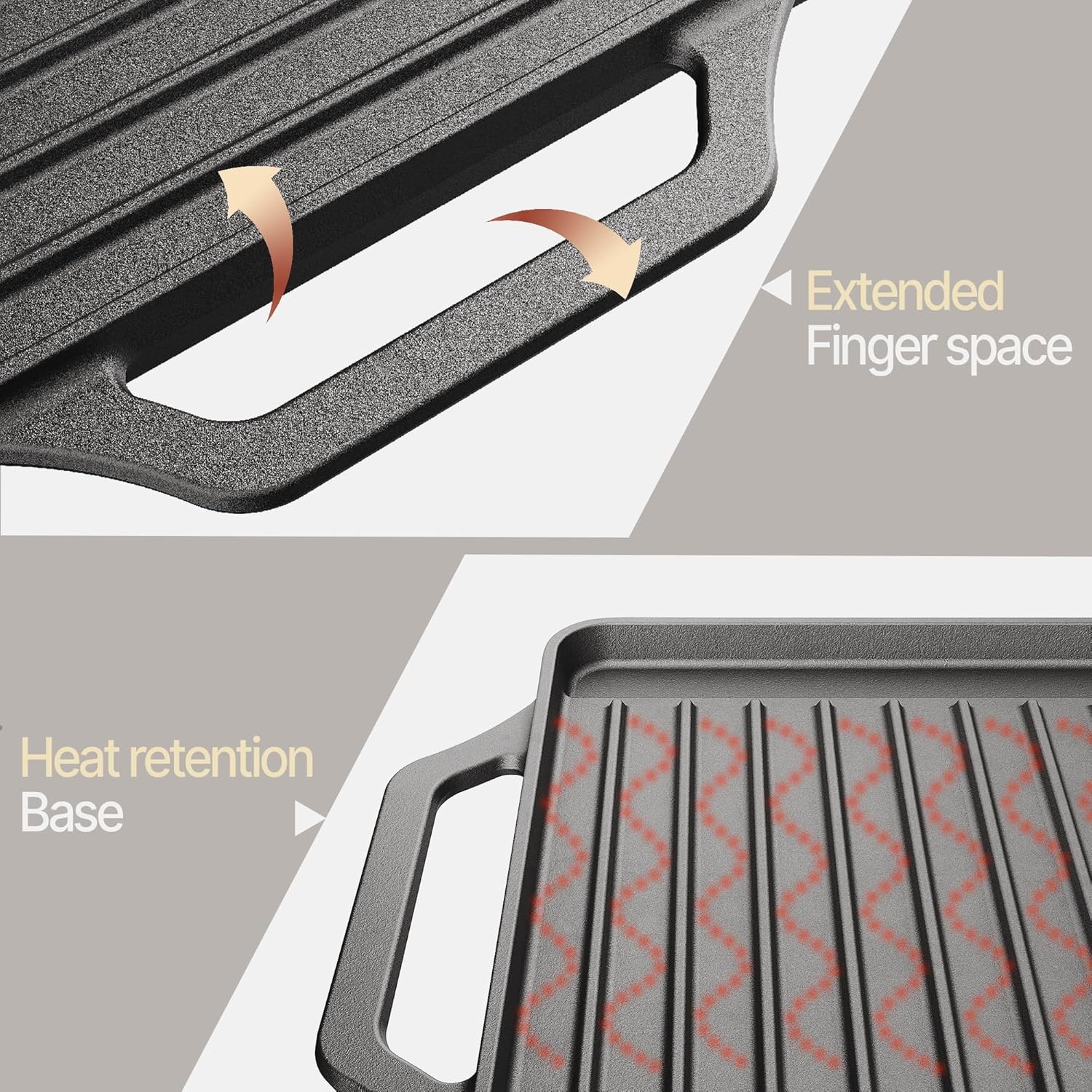 18 Cast Iron Reversible Griddle Flat Grill Pan Dual Burner Pre-Seasoned