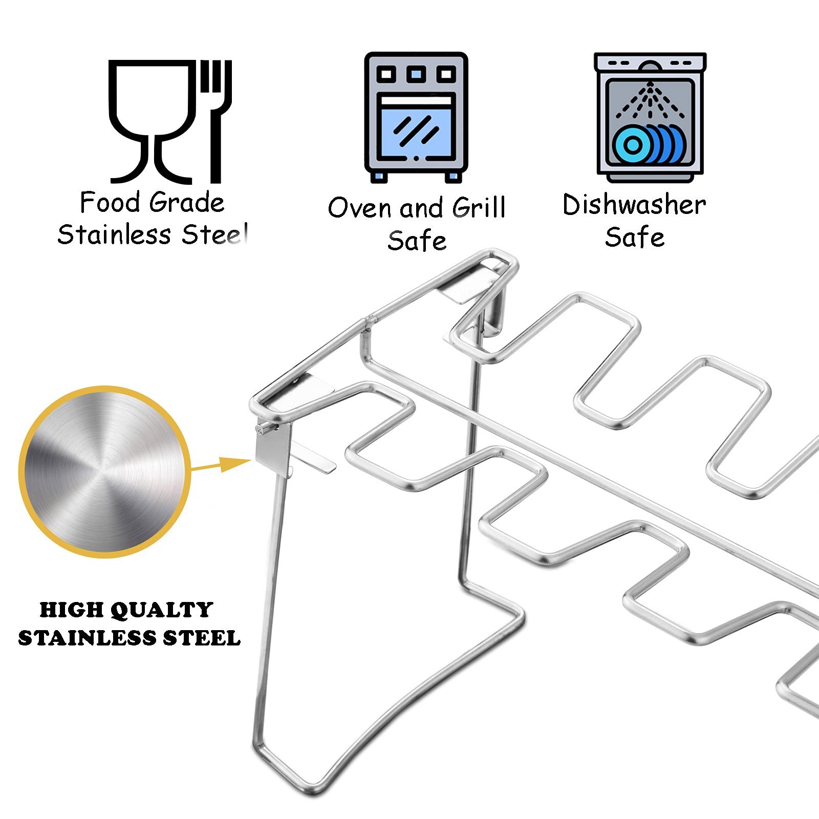 Chicken Leg And Wing Rack For Grill Smoker Oven – Easy To Use 1 Pack, Silver
