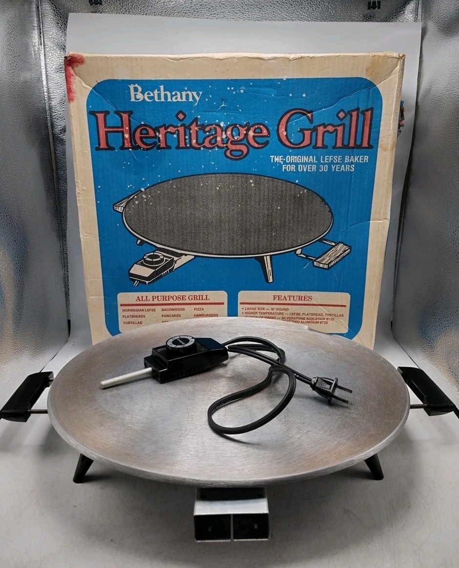 Vintage Bethany Heritage Grill #730 Lefse Baker Textured Aluminum 16″ Round