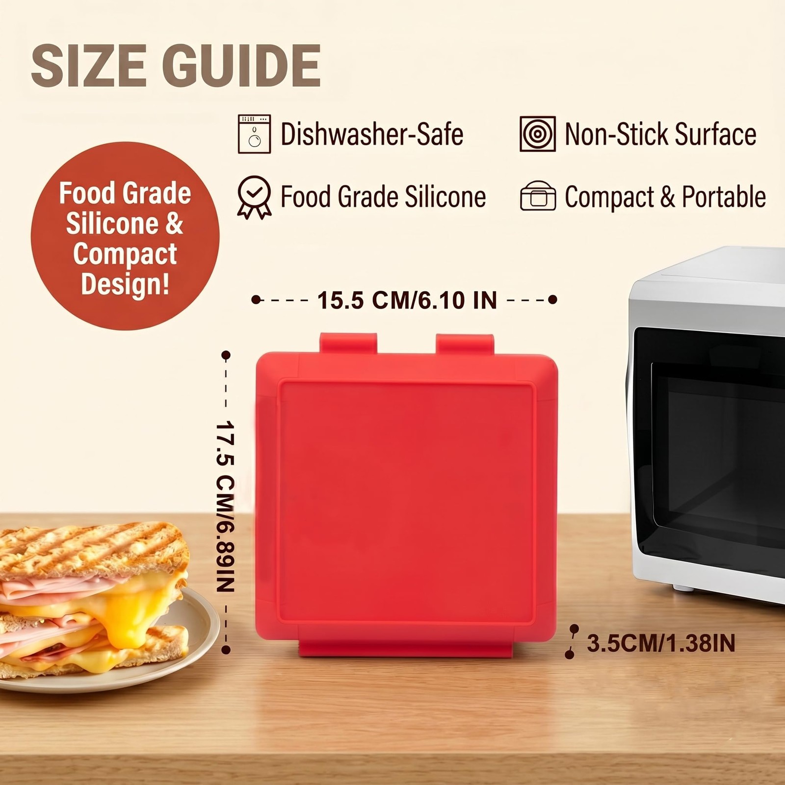 Microwave Sandwich Maker, Microwave Toaster with Adjustable Silicone Strap, R…