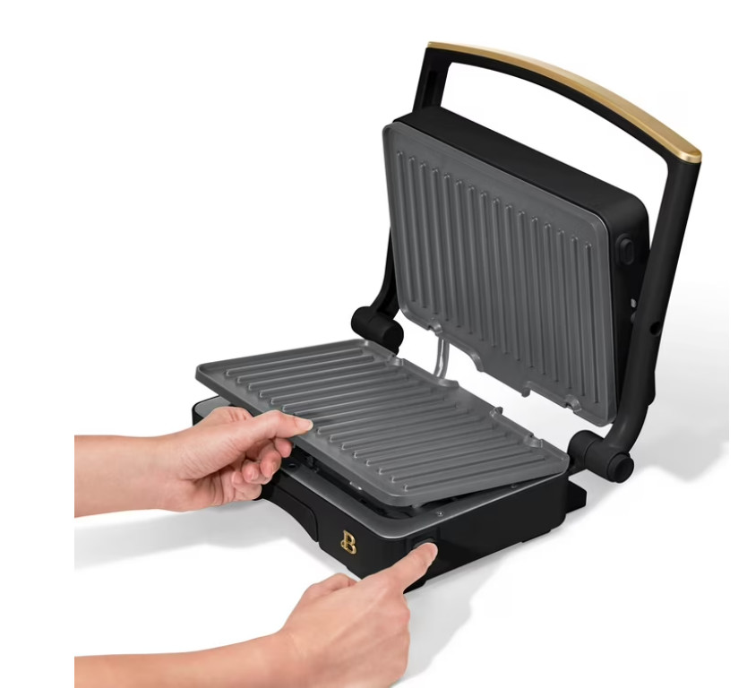 Beautiful 2-in-1 Panini Press & Grill with Detachable Plates, Black Sesame by Dr