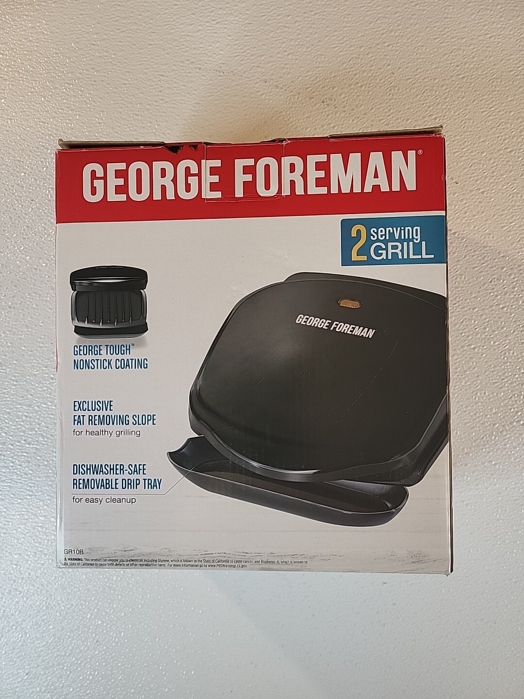 George Foreman Compact 2 Serving Grill Nonstick GR10B EBS