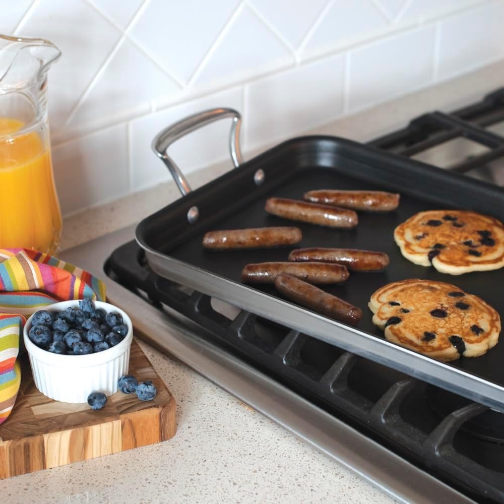 Double Burner High-Sided Formed Griddle with 2 Oven Hot Pads