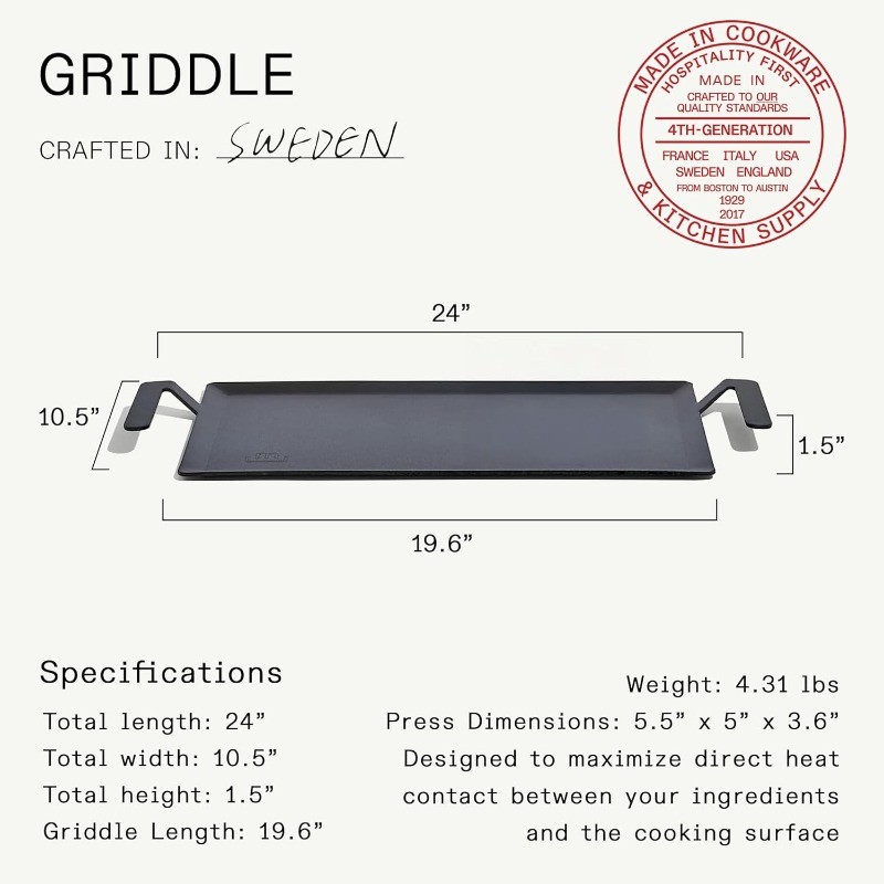 Made In Cookware | Carbon Steel Griddle, Rectangular Griddle