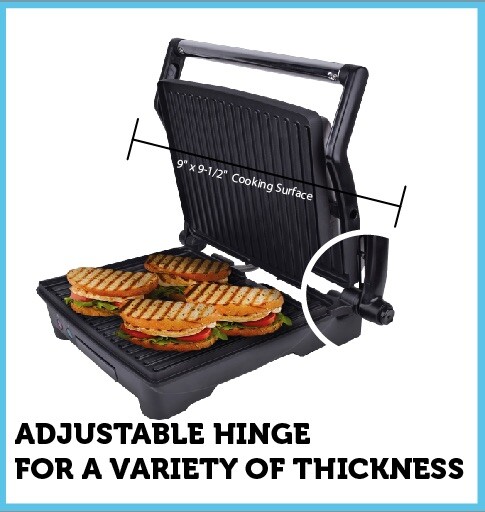 COURANT SMOOSH Panini Press, 180⁰ Griddle, 1400W 4-Servings Delicious Sandwiches