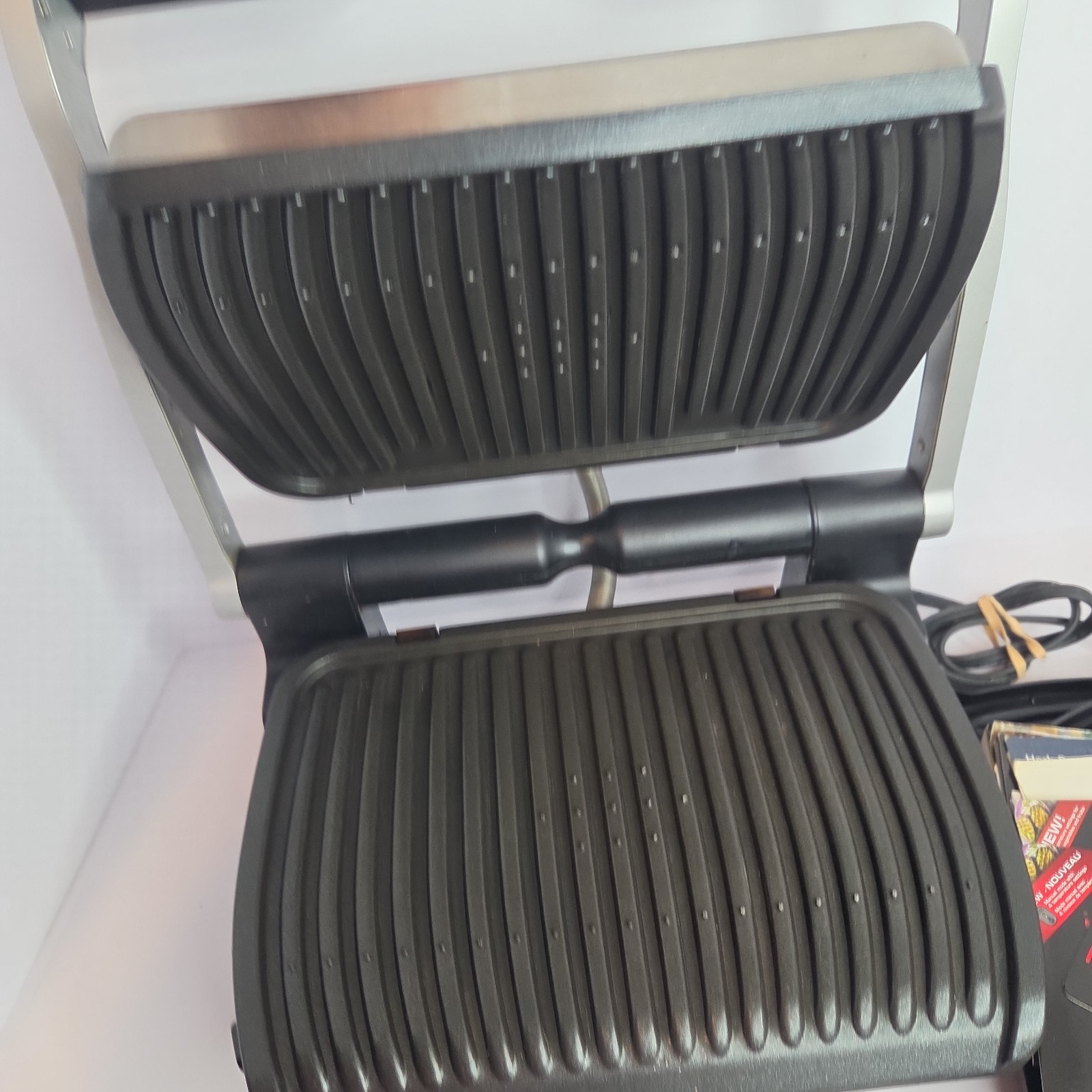 T-fal OptiGrill Indoor Electric Grill Auto Sensor Stainless Steel W/ Extras