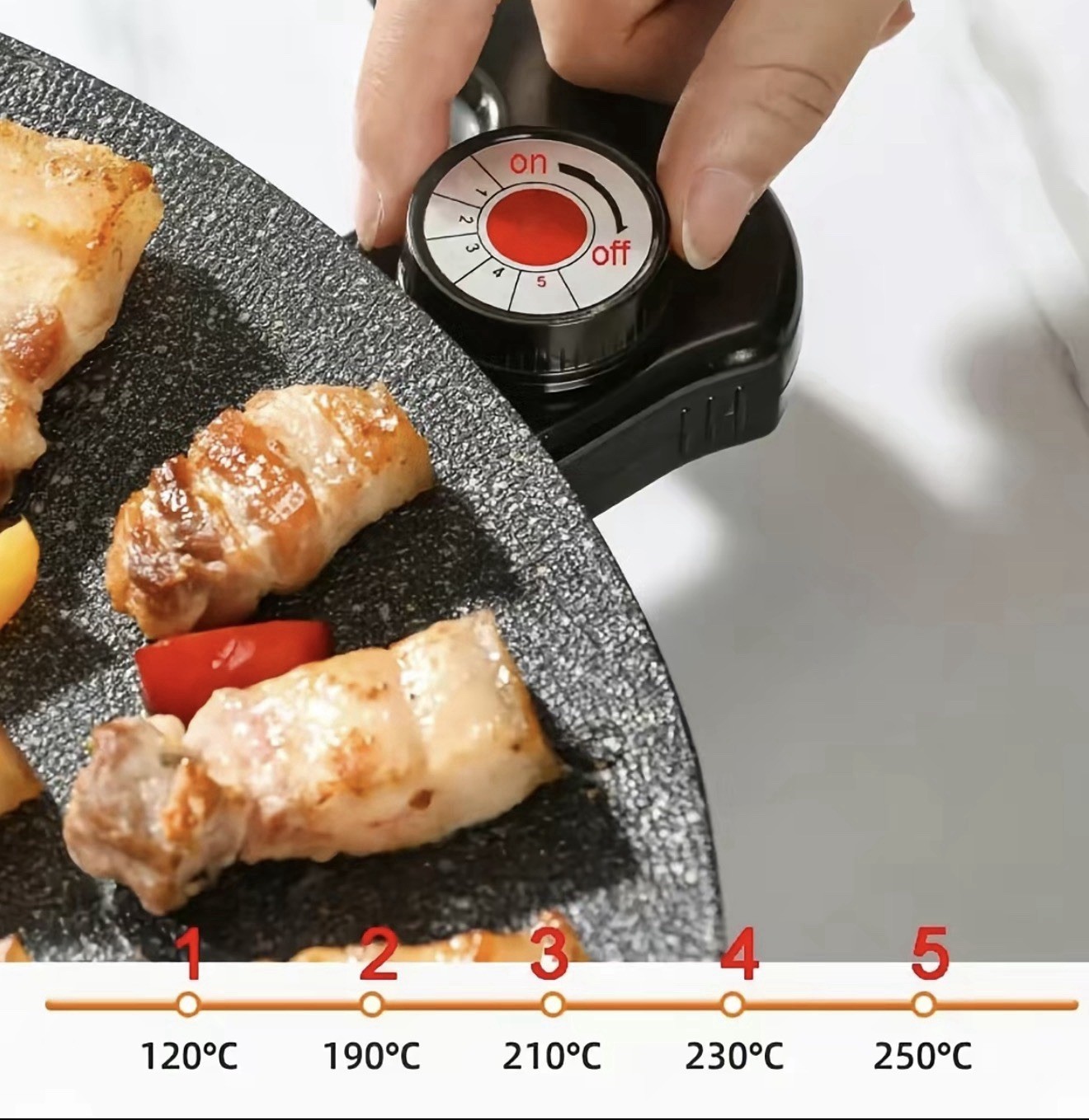 AORAN KITCHEN Electric Round Griddle Grill w/ Temp Control 1500W 110V 15.75in
