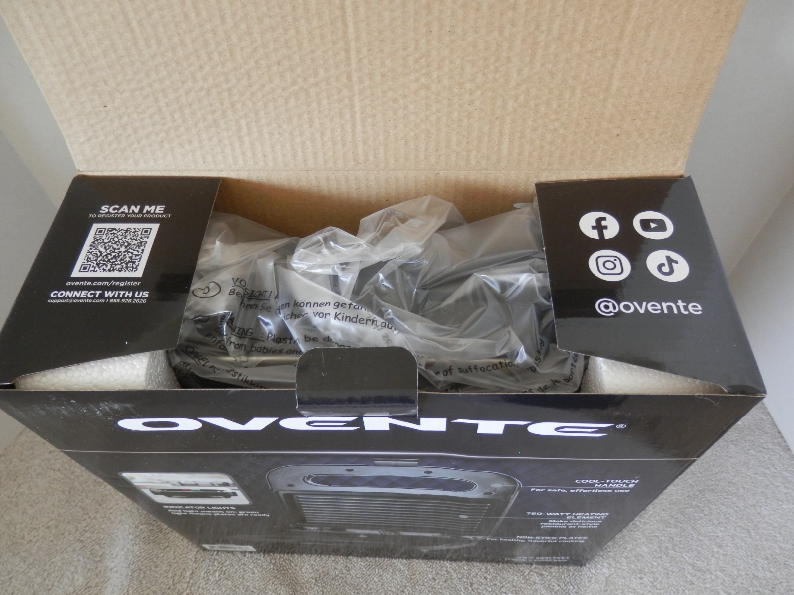 Ovente Small Electric Panini Grill New in Box