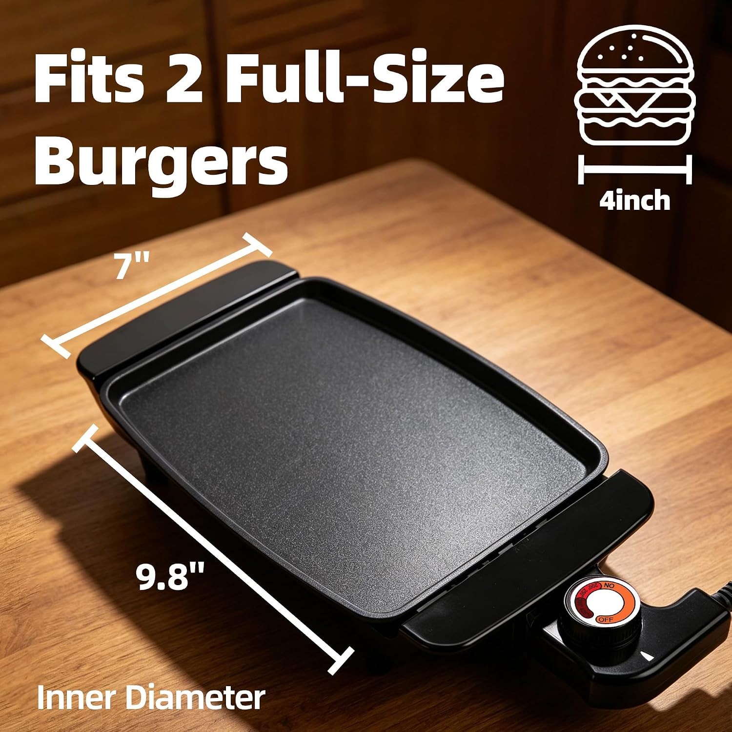 10 Inch Mini Electric Griddle Non Stick Adjustable Temp Grill