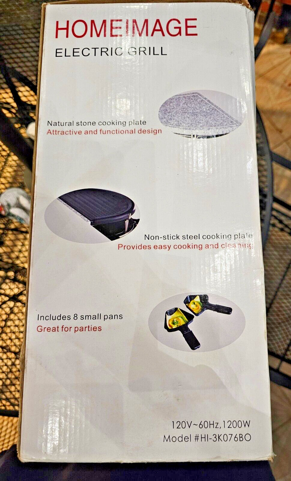 HOMEIMAGE Electric Grill Non-Stick Steel Grilling Plate Model #HI-3K076BO / NEW