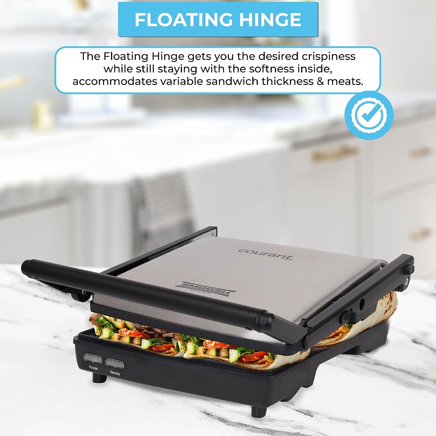 Panini Press Gourmet Sandwich Maker Super Slim Design with Foldable Handle
