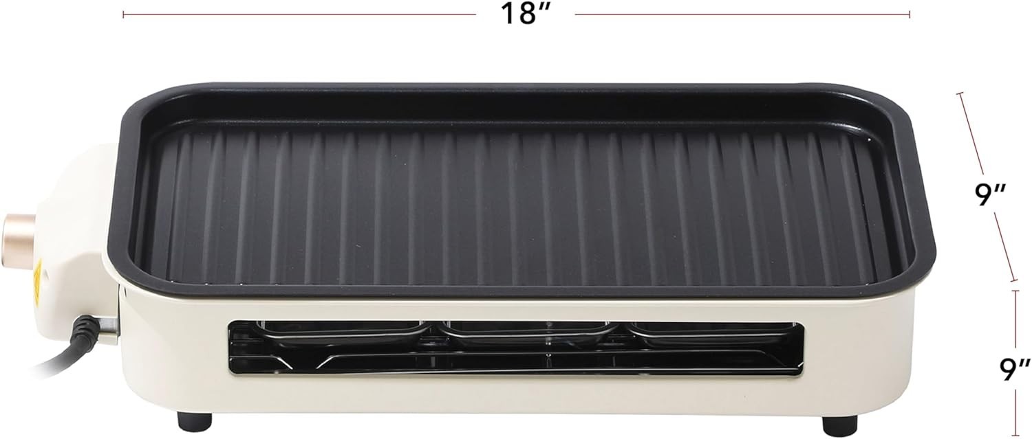 Compact 1500W Smokeless Grill with Removable Non-Stick Plates & 3 Raclette Trays
