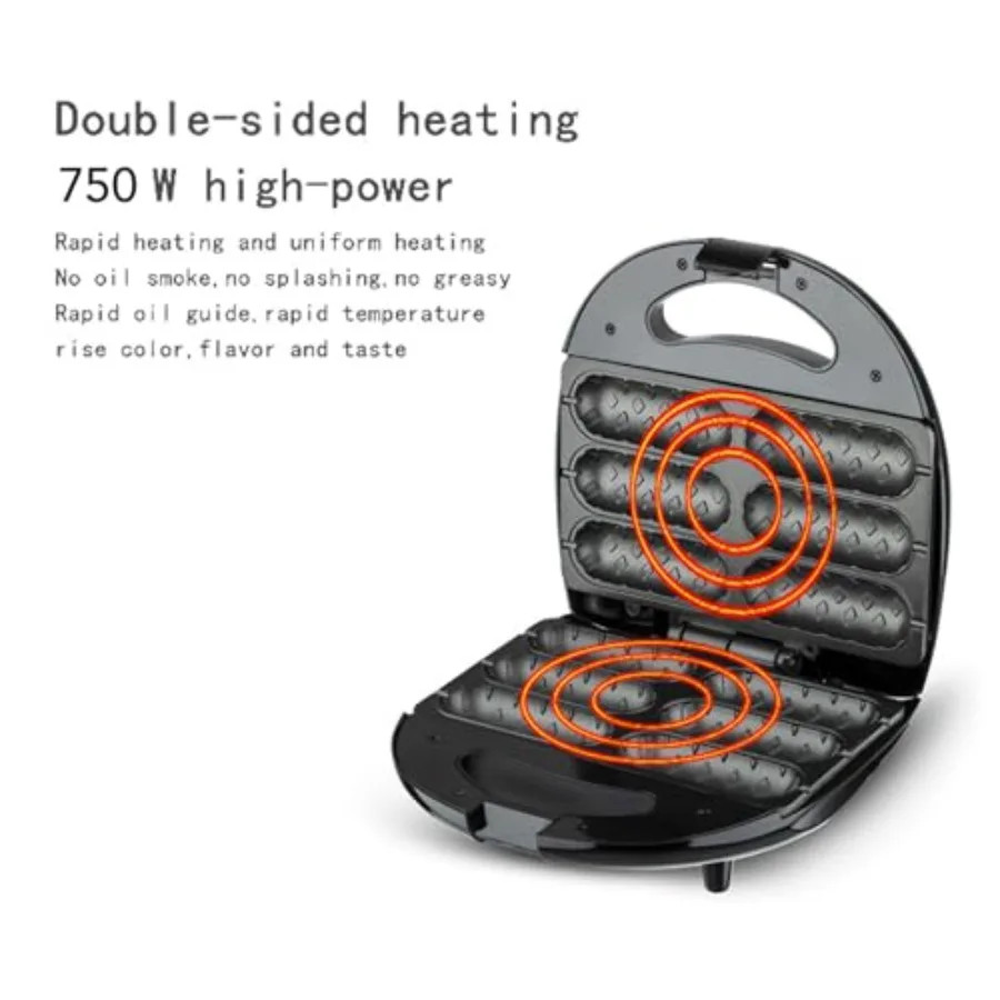Electric Hot Dog Roller Maker 850W 6 Slot Snack Machine for Sausage Rolls