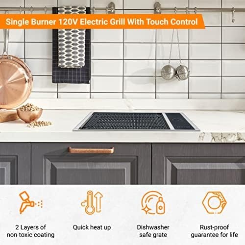 Kenyon No-Lid Built-In Electric Grill, Stainless Steel Grill With Single Burn…