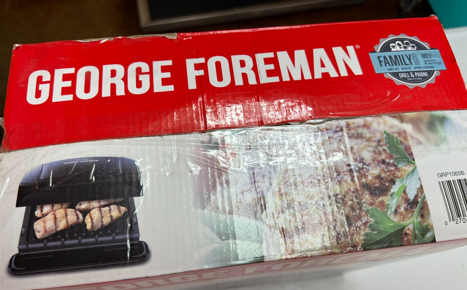 Foreman Family Size Electric Indoor Grill & Panini Press Black Removable Plates