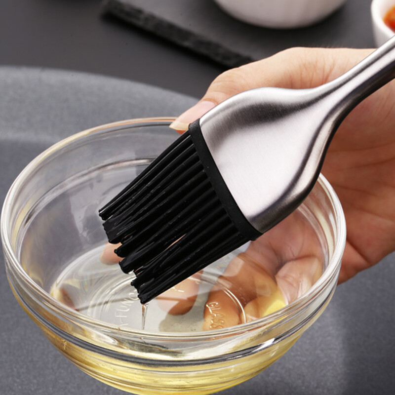 Silicon oil brush with stainless steel handle kitchen tool for BBQ and more