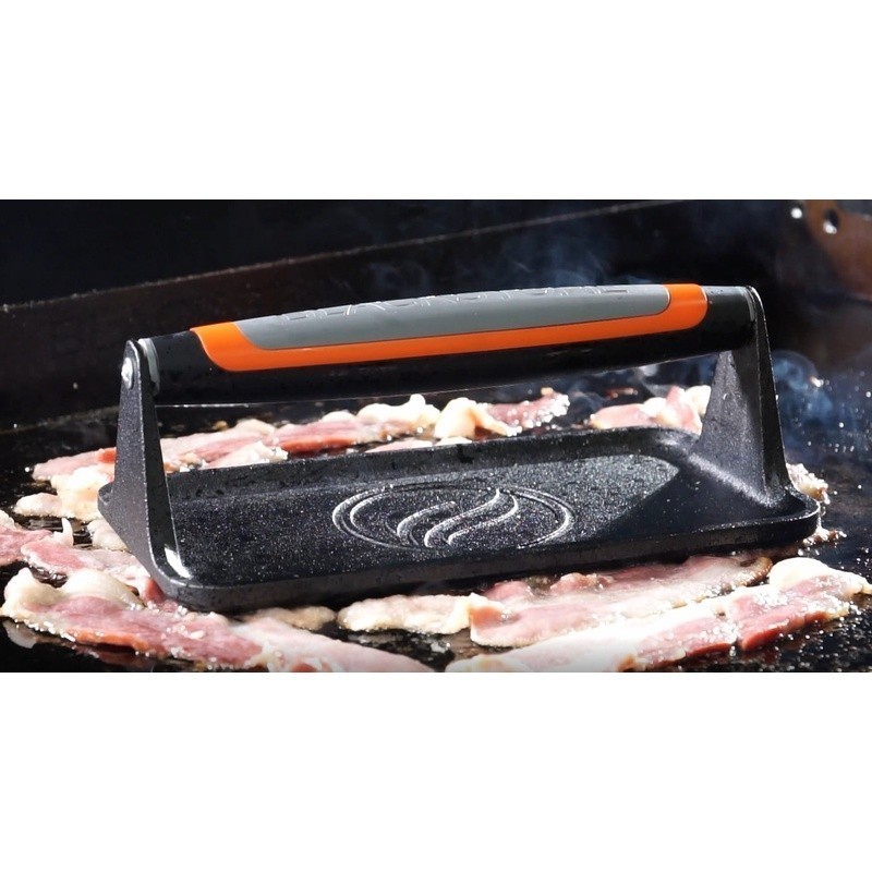 Cast Iron Griddle Press Non Slip Handle Heat Resistant Bacon Steaks Grilling New