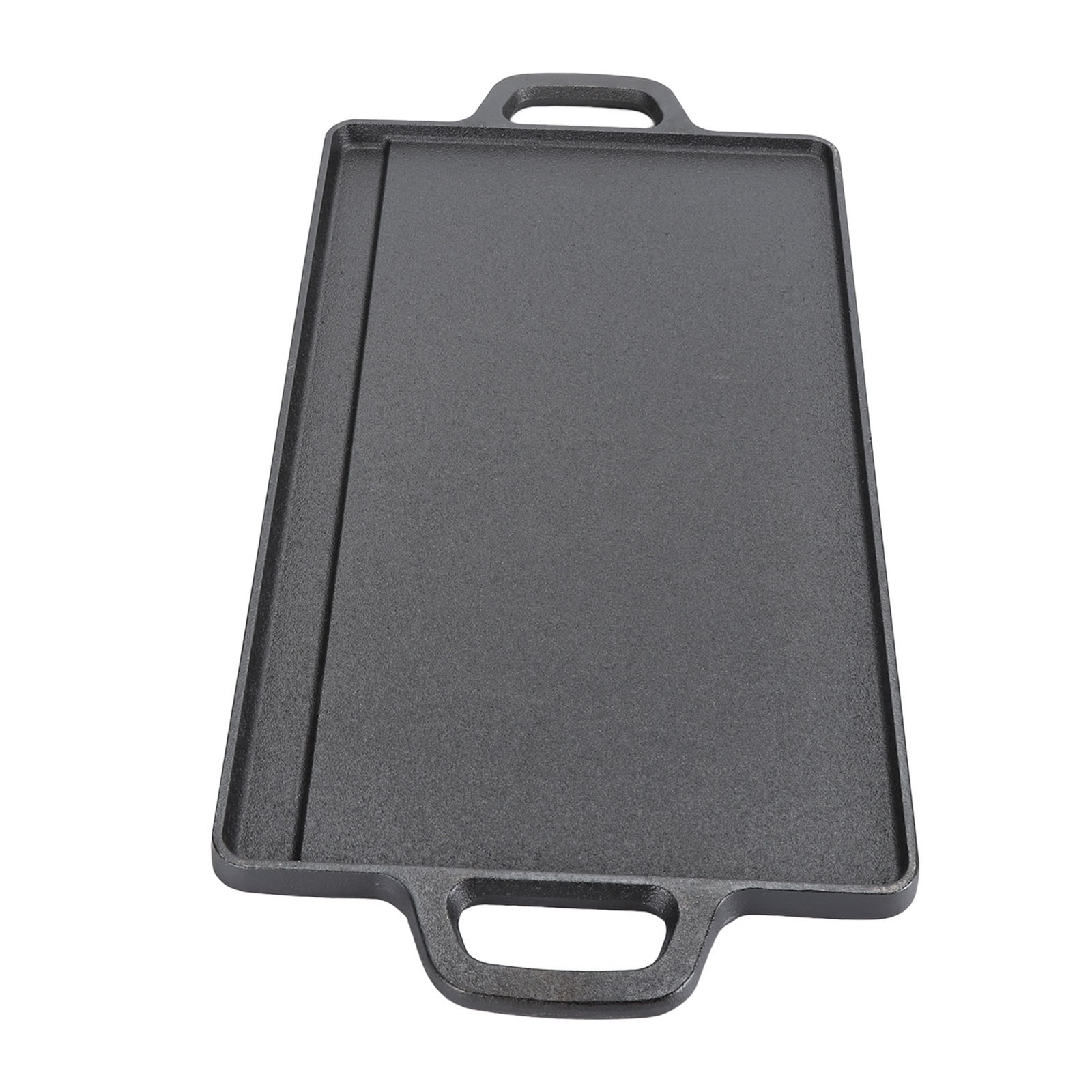 Cast Iron Rectangular Griddle Double Ears Cast Iron Griddle for BBQ Grill Gas v1