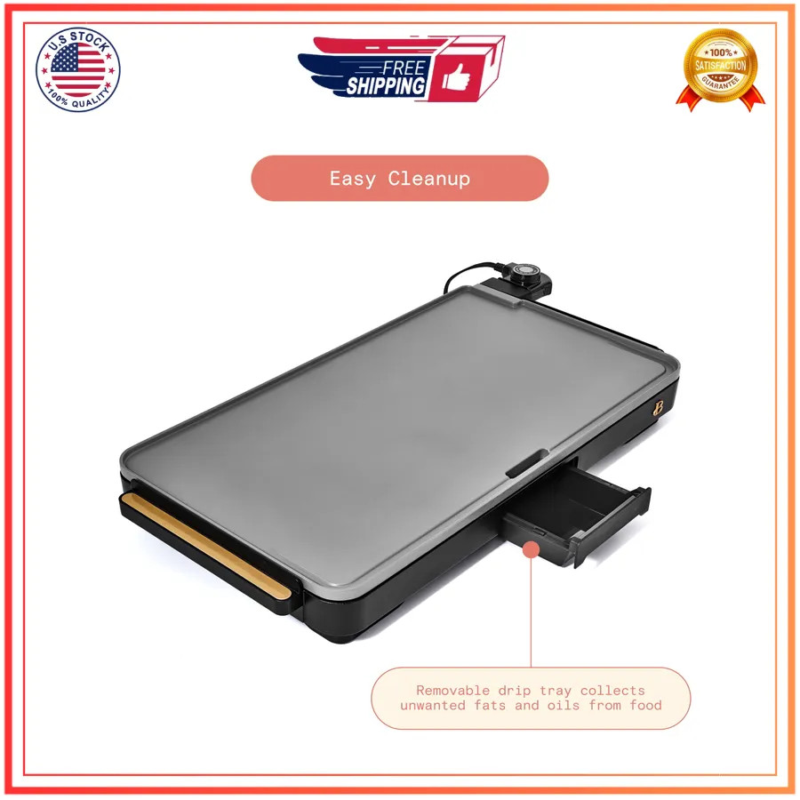 Beautiful Drew Barrymore 12×22 XL Electric Griddle Nonstick Black Sesame