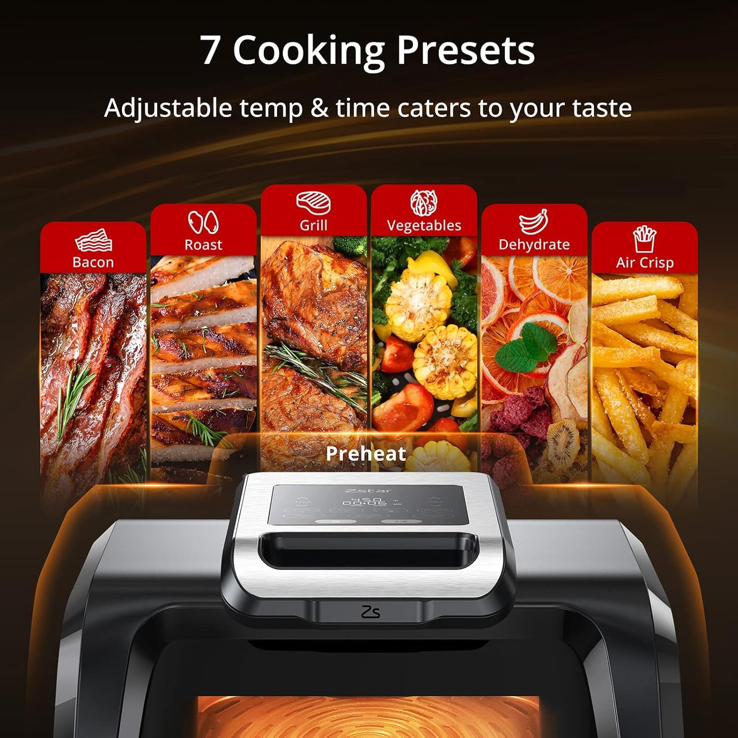 7-in-1 Electric Grill & Air Fryer Combo, 1750W, 4QT with View Window