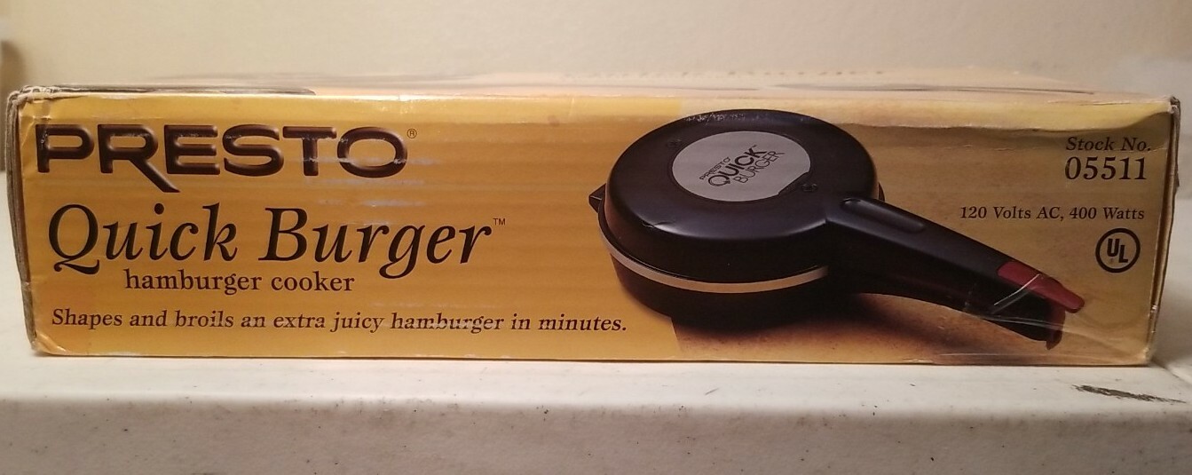 New PRESTO Quick Burger Electric Hamburger Cooker 05511 (120V 400 Watt) 2008