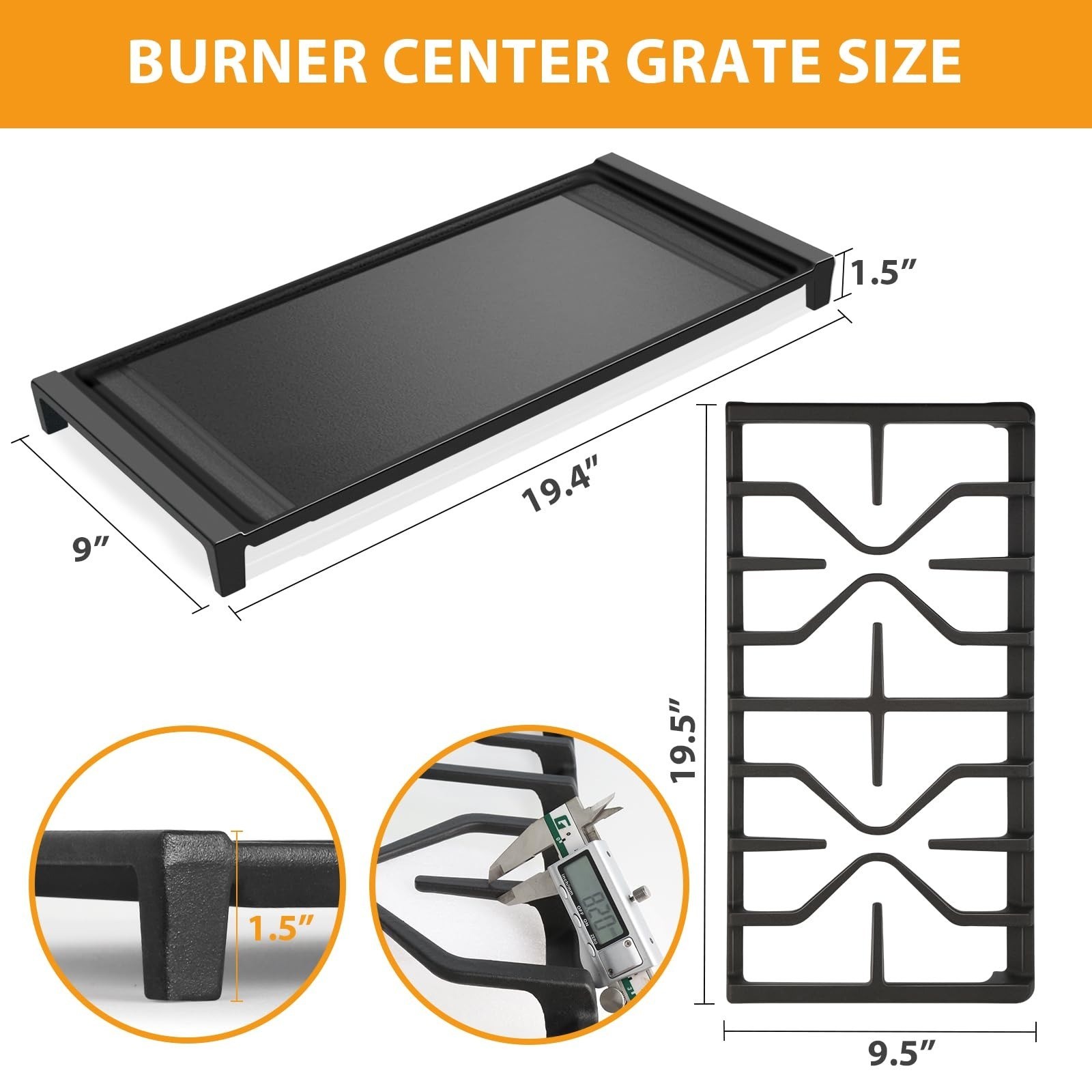FlameDuty Cast Iron Griddle Replacement for GE Stove – WB31X27151