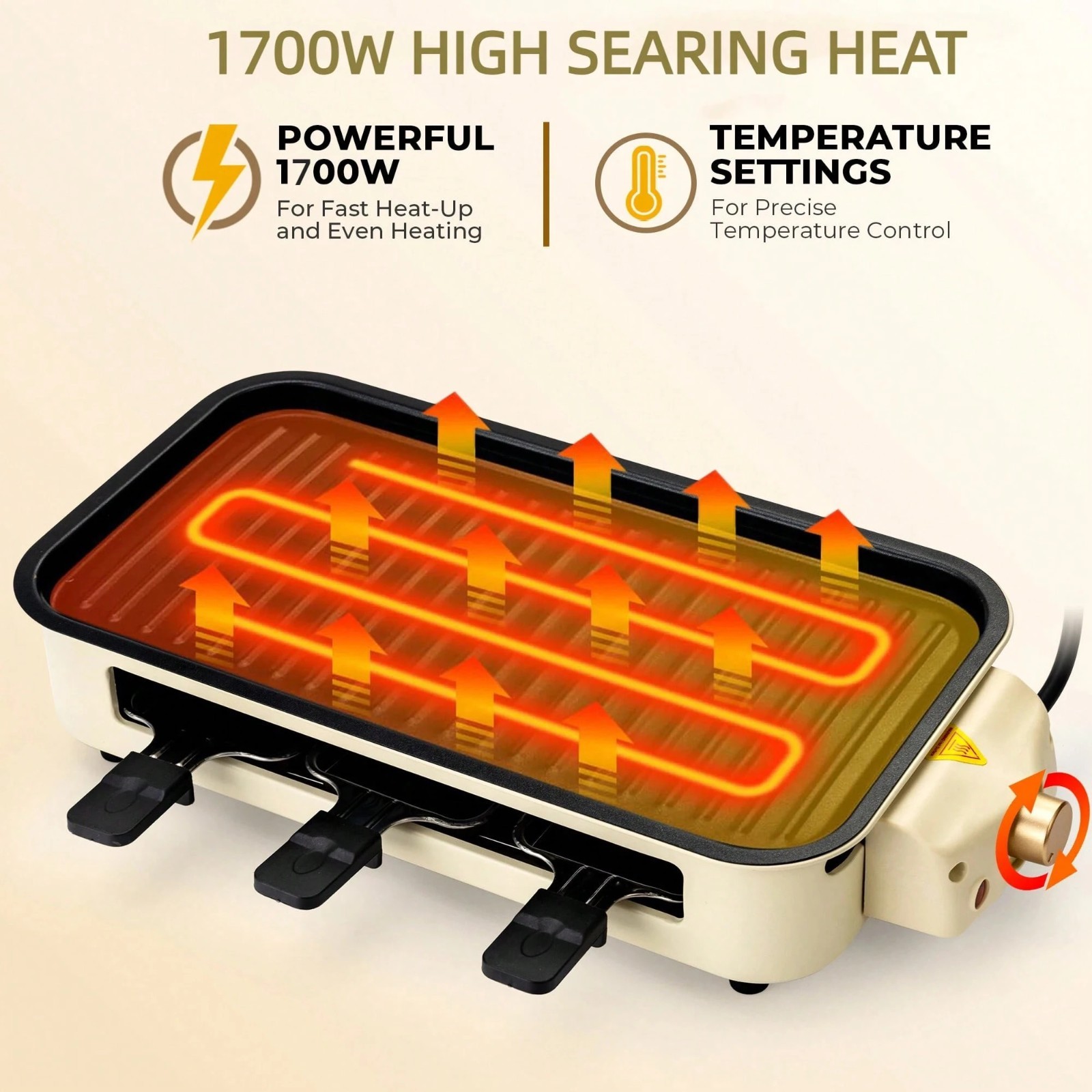 1700W Electric Indoor Grill Griddle 2 in 1 Nonstick Removable Plates