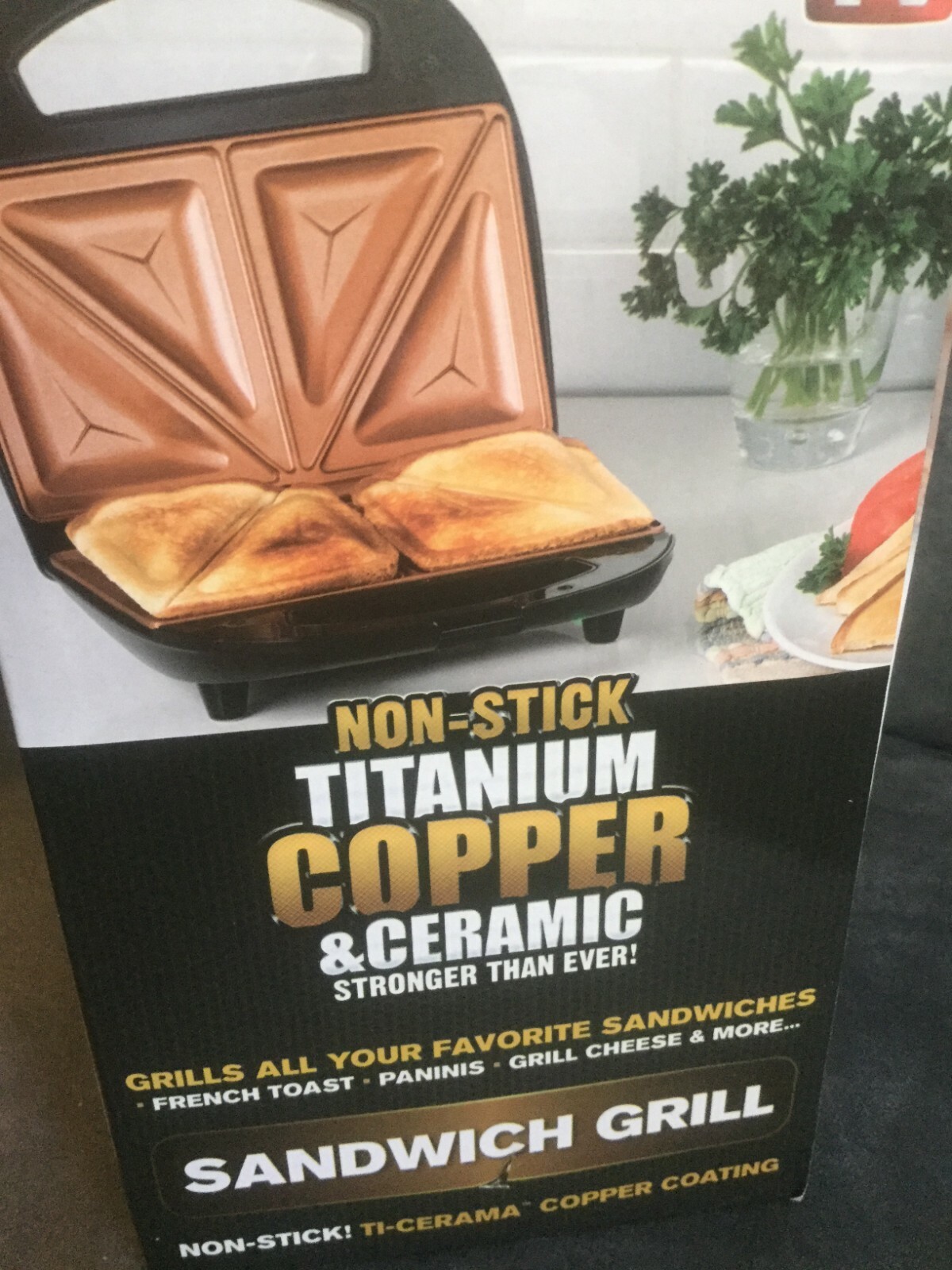 GOTHAM STEEL NON-STICK TITANIUM COPPER CERAMIC SANDWICH GRILL – NEW IN BOX