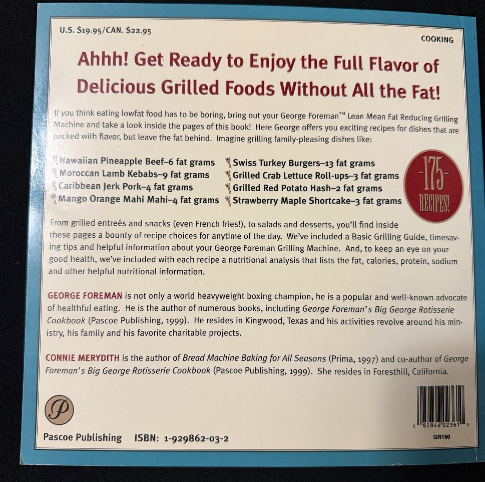 George Foreman JUMBO XL LeanMean Grilling Machine Tested/works Includes Cookbook