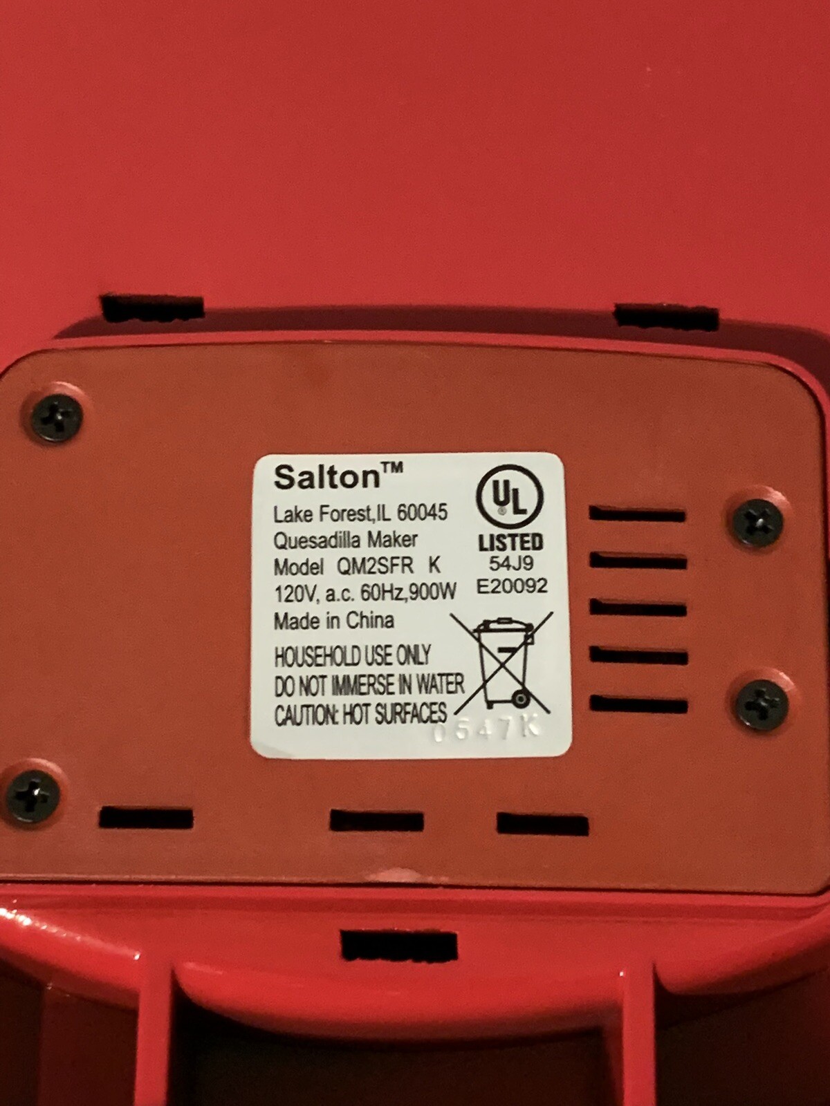 Salton Santa Fe 12″ Large Quesadilla Maker Model QM2SFR Tortilla Warmer