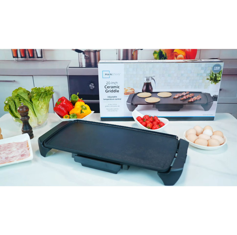 Mainstays 20 inch Electric Griddle – Non-Stick, Temperature Control,1500 W,Ceram