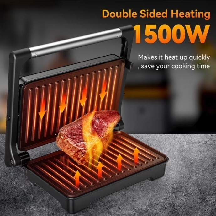 OSTBA 1200W Panini Press Grill Sandwich Maker 180° Nonstick Electric Griddle New