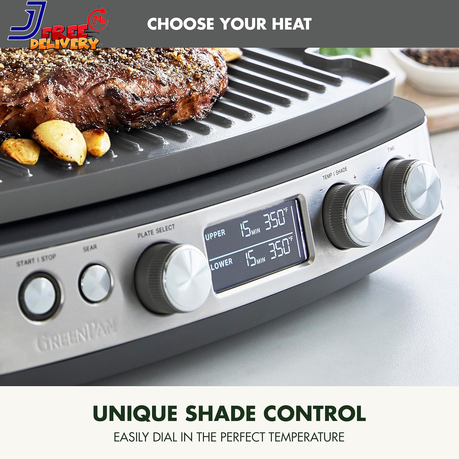 GreenPan Elite 7-in-1 Multi Function Contact Grill & Griddle Healthy Cerami