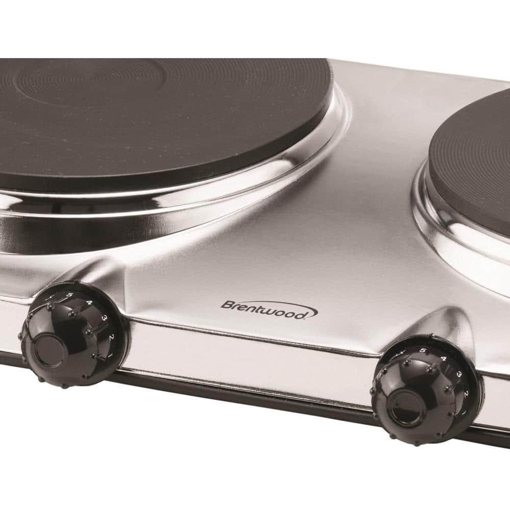Brentwood Appliances Electric Hot Plate 2-Burner Silver Even Heat Distribution