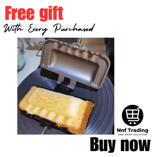 Sandwich Maker Double-Sided Sandwich Baking Pan Hot Dog Toaster with Wood Handle